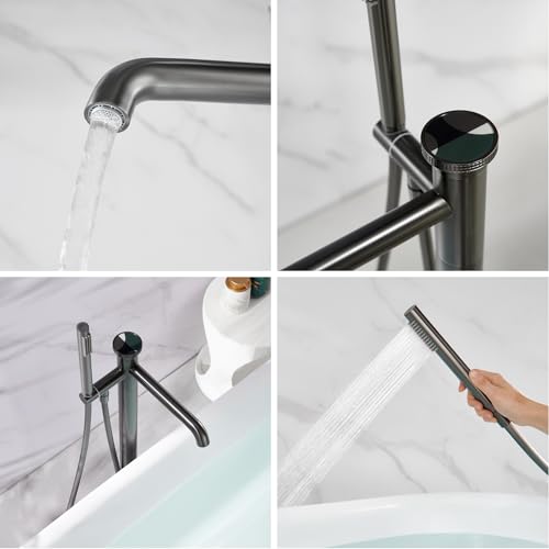 Robinet de bain sur pied gris 2 modes mitigeur colonne