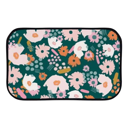 Nuansexi Bathroom Rugs Floral Seamless Pattern Floor Mats Non Slip Bathmat Doormat Tub Mat Coral Velvet Absorbent Entrance Carpet Mats Machine Washable Bedroom Decor