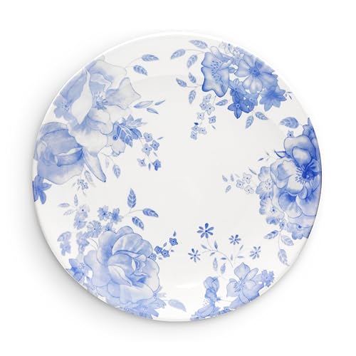 Wade Blue Floral Dinner Plate with Pale Blue & White Floral Pattern, Crafted from Earthenware, Made in Stoke-on-Trent, 28cm, Blue