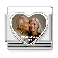 2Burned UK Personalised Photo Charm For Italian Style 9 mm Bracelets Stainless Steel Custom Image Picture (Heart)
