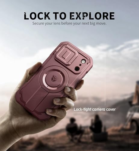 Image of Dexnor for iPhone 17 Pro Case, [2 Front Frame & Built-in Flip Camera Cover & Kickstand], Compatible Wireless Charging, Heavy-Duty Shockproof Portection Case with Screen Protector, 6.3 inch Maroon Red