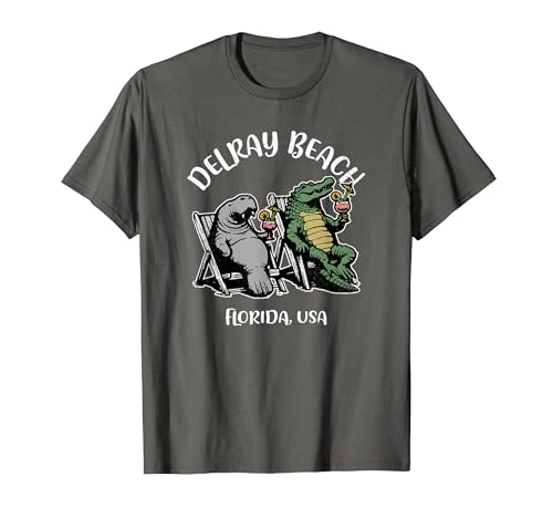 Delray Beach Florida USA - Divertido diseño de manatí y cocodrilo Camiseta