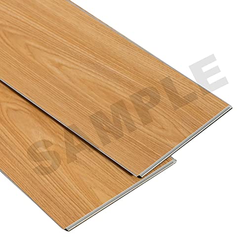 Kiayaci Spc Vinyl Plank Flooring Water Proof Surface Rigid Core Easy Diy Luxury Vinyl Flooring Tiles Wood Look Sample/Light Yellow 2 * 7 * 0.2 Inch #TOP23