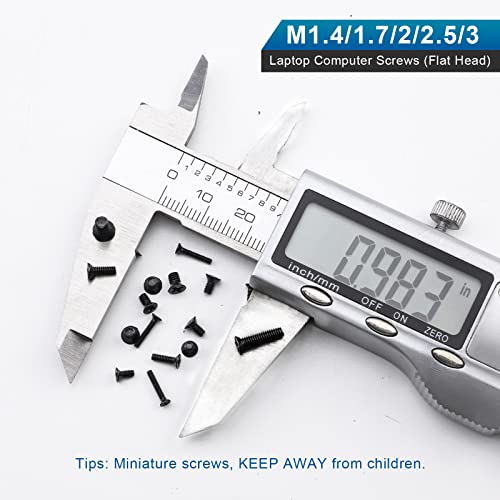 NINDEJIN 720pcs Laptop Notebook Computer Carbon Steel Screws Kit Set, Flat Head Phillips Screw Assortments, M1.4/1.7/2/2.5/3 Countersunk ssd Screws Accessories for SSD Toshiba DELL Sony Samsung - Image 5