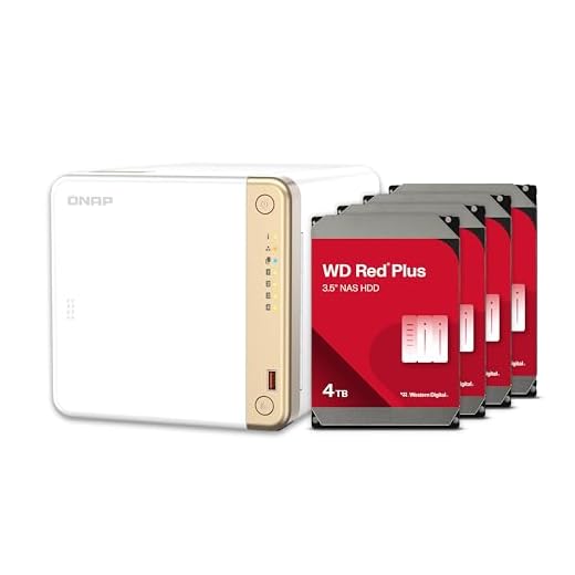 QNAP TS-462-4G-44WD-US 4 Bay Multimedia Desktop NAS with 12TB Storage Capacity, Preconfigured RAID 5 WD Red Plus HDD Bundle