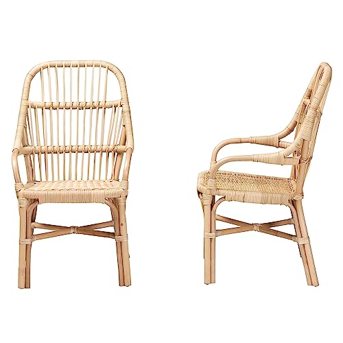 bali & pari Sumatera Modern Bohemian Natural Rattan 2-Piece Dining Chair Set by bali & pari - Image 3