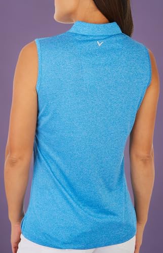 Callaway Women's Quarter Zip Heather Sleeveless Golf Polo Shirt, Blue Sea Star HTR, 3XL - Image 4