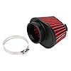 Filtre à air de moto, Universel accessoire de filtre d’épurateur de moteur de tête de champignon Rouge 51 mm 55 mm 60 mm (51mm)