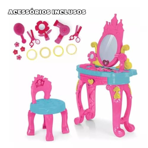 Maquiagem e Beleza Penteadeira de Princesa com Banca, Homeplay, 3117, Multicor