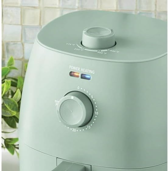 New 2.2 Qt Mini Electric Air Fryer Oven, Sage Green, 1150W Power, Automatic Shutoff, Nonstick Basket and Crisping Tray, Dishwasher Safe