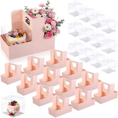 Qinyoung 12 Sets Cake Flower Gift Boxes with 12 Pcs