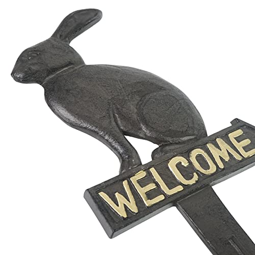 Dreamseden WELPOLE-RABBIT1 Rabbit Welcome Sign With Stake Vintage Cast Iron Rustic Bunny Welcome Sign Easter Antique Decorative Welcome Plaque Arrow Sign Metal Rabbits Lawn Yard Sign Home Garden Decor thumb #4