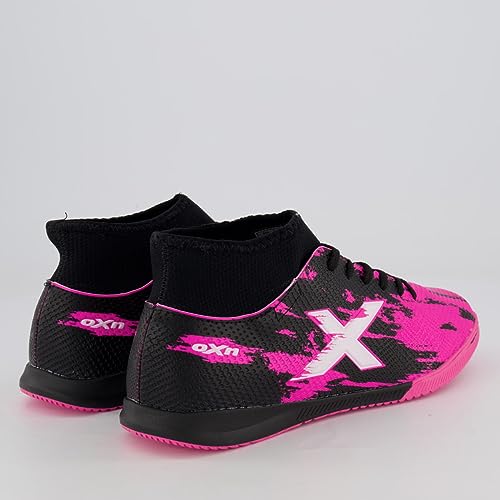 Chuteira Oxn Fusion Grip 3 Neo Futsal Preta e Rosa
