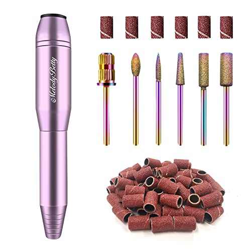 Melodly Electric Nail Drill, Professional Acrylic Nail Drill Machine for Gel, Acrylic Nails, Portable USB Electric Nail File Efile Set with Iridescent Nail Drill Bits, Manicure Pedicure Nail Tools