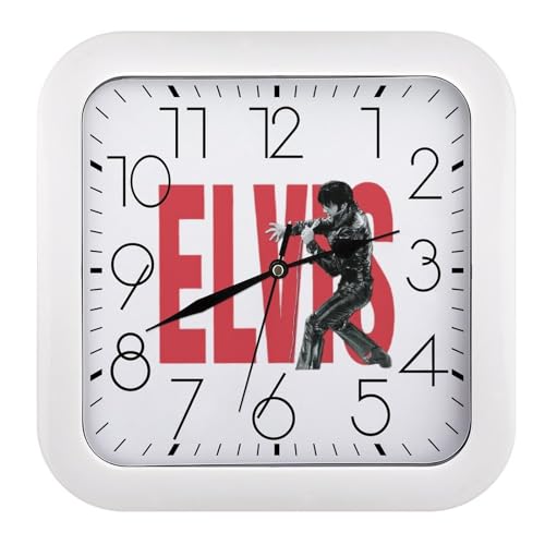 エルヴィス エルビス・プレスリー Elvis 置時計 スクエアクロック 電波時計 掛け時計 壁掛け時計 目覚まし時計 直径26cm 連続秒針 静音 おしゃれ クロック お洒落 お祝い かわいい ランキング プレゼント ギフト 贈り物 置き掛け兼用