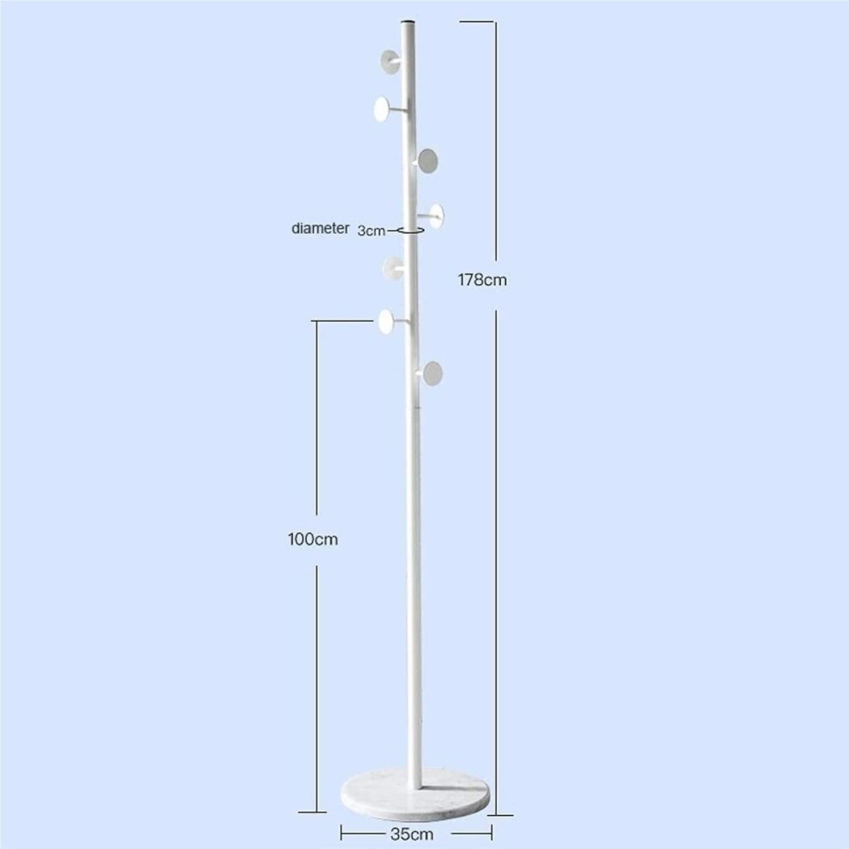 Attaccapanni per Ingresso Appendiabiti da Terra in Metallo con Telaio Rotondo in Marmo 8 Ganci Appendiabiti per Casa O Ufficio Attaccapanni da Terra (Color : Black, Size : 178 * 35cm)