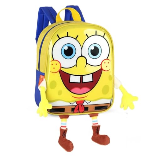 Mini Mochila Bolsa de Costas Bob Esponja Infantil Escolar Creche Passeio Viagem Super Fofa Amarelo