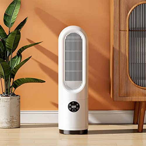 Portable Desk Fan, Home Floor Leafless Heating Fan, Air Circulation Ultra-Quiet Cartridge Air Filtration Tower Fan, Touch Control, Table Fan For Bedroom Office (Color : White, Size : 15 * 52Cm) #TOP1