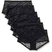 6-Pack Amazon Essentials Women's Stretch All Over Lace Thong Panties (Black, Medium)