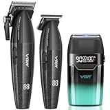VGR 640 S2 + 308 Haarschneidemaschine für Herren, Profi Haarschneider Haartrimmer und Folienrasierer Set, Kabellose Friseur Set mit LED Anzeige für den Friseur und Heimgebrauch