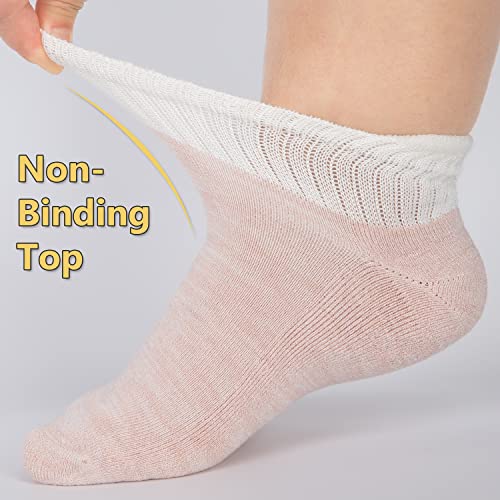Bampoopanpa 6 Pairs Bamboo Diabetic Ankle Socks With Seamless Toe And Non-Binding Top ,Cushioned Sole For Women 2 Ruby Red/2 Pink/2 Blue-9-11 #TOP2