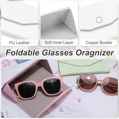 Image of PATIKIL Foldable Glasses Case, Triangle Magnetic Sunglasses Organizer Case PU Leather Hard Eyeglass Case for Women (2 Pcs)