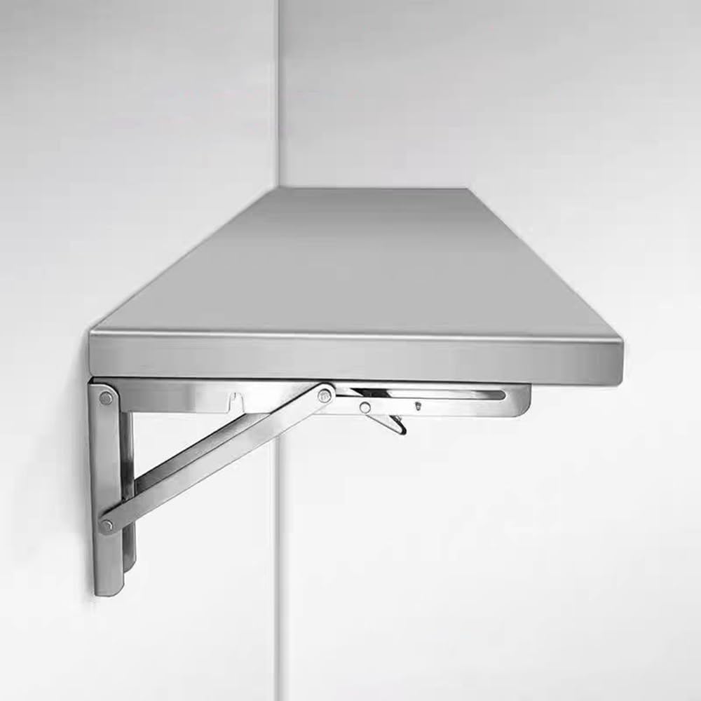 LWJSOCP Wall-Mounted Folding Laundry Table, Stainless Steel Space-Saving Folding Desk for Kitchen & Dining, Compact Floating Desk with Brackets (50x30cm)