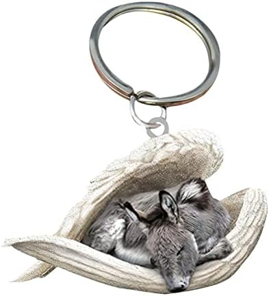 LENG Sleeping Angel Acrylic Keychain, Multi Animals, Insects, Birds, Whale Angel Keychain, Unique Acrylic Keychain, Best Gifts for Various Holidays, One Size
