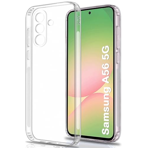 Image of TheGiftKart Back Cover Soft Case for Samsung Galaxy A56 5G | Best Camera Protection | Inbuilt Dust Plugs & Anti-Slip Grip | Ultra Clear Slim Back Cover Case for Samsung A56 5G (Silicone, Transparent)