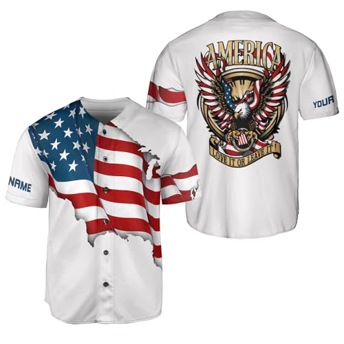 Podagree Personalized 4th of July USA Baseball Jersey for Independence Day Stars America Flag Shirts for Men miniatura 1