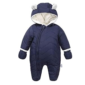 DINGDONG’S CLOSET Baby Boy Girl Winter Hooded Puffer Jacket Snowsuit with Gloves