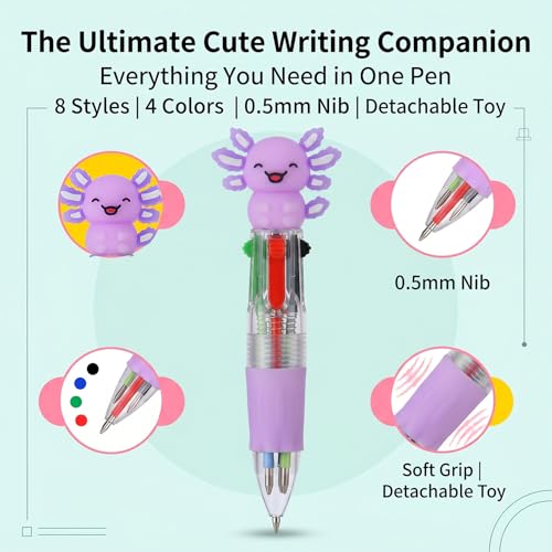 Bolígrafo multicolor Axolotl 4 en 1, pack 8 piezas miniatura 5