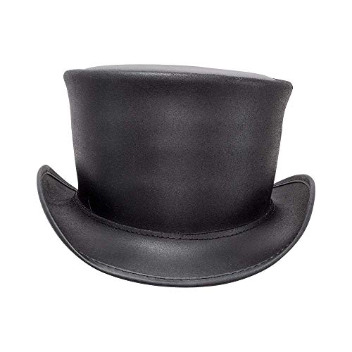 American Hat Makers El Dorado Leather Top Hat, Top Hats For Men & Women (Black) #TOP1