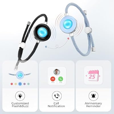 TOTWOO Long Distance Touch Bracelets for Couples, Vibration & Light up for Love Couples Bracelets | Long Distance Relationship Gifts for Girlfriend Bluetooth Pairing Jewelry