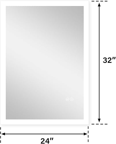 Miniatura 7 de Espejo de baño LED de 24 x 32 pulgadas, espejo retroiluminado para montar en la pared, espejo de maquillaje antivaho con luz regulable brillo LED