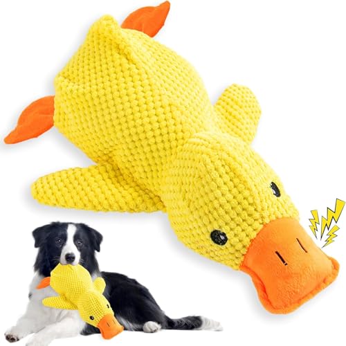 DIANLIANG Peluche Canard pour Chien Indestructible Canard Anti Stress Chien Jouet Qui Couine
