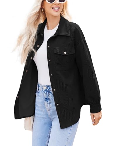 Misakia Women Shacket Jacket with Pockets Casual Fall Coat Long S...