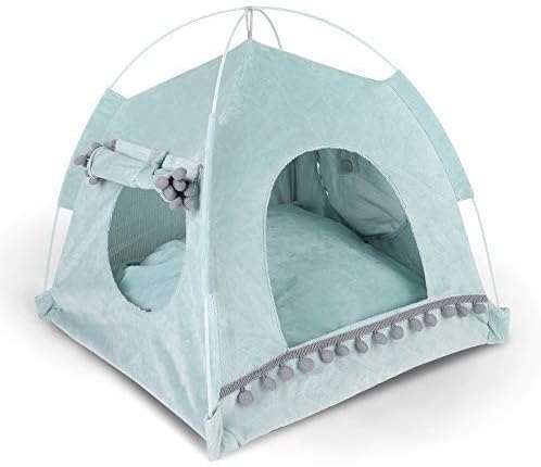 Pet Tent Cave Bed for Cat Small Dog, 14x14x14 in, with Removable Washable Cushion Pillow, Portable Folding Cat Tent Kitten Bed Cat Hut…