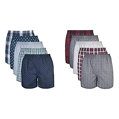 Gildan Men's Woven Boxers, Multipack, Multi Mixed Navy/Purple (10-Pack), X-Large