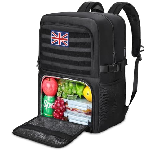 BERTASCHE Lunch Backpack, Laptop Backpack with Lunch Bag, Laptop Rucksack Work Bag Daypack Men Women for Business College Office Camping Picnic Travel Hiking(Black-1,17.3 Inch-Lunch Compartment)