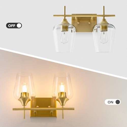 VONLUCE-Bathroom-Vanity-Light-2-Light-Bathroom-Light-Fixture-Over-Mirror-Vanity-Light-Fixtures-with-Clear-Glass-Modern-Wall-Sconce-for-Bathroom-Bedroom-Hallway-Kitchen-Brushed-Gold VONLUCE Bathroom Vanity Light 2 Light Bathroom Light Fixture Over Mirror Vanity Light Fixtures with Clear Glass Modern Wall Sconce for Bathroom Bedroom Hallway Kitchen Brushed Gold