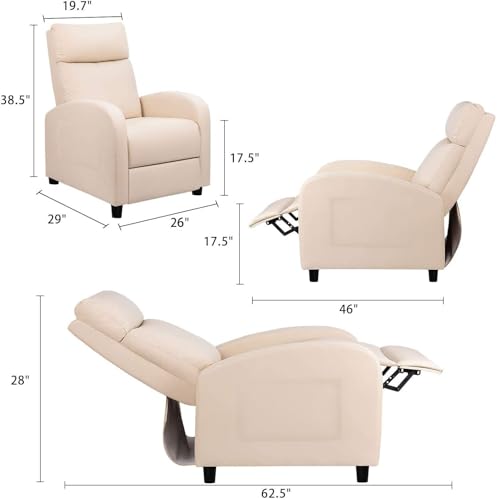 Sillón reclinable moderno piel beige miniatura 3