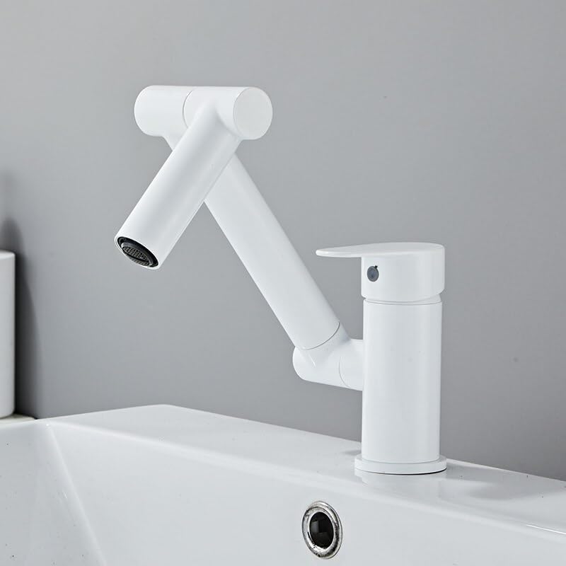 Robinet de salle de bain grue blanc rotatif 360 pour nettoyer l'évier sans effort