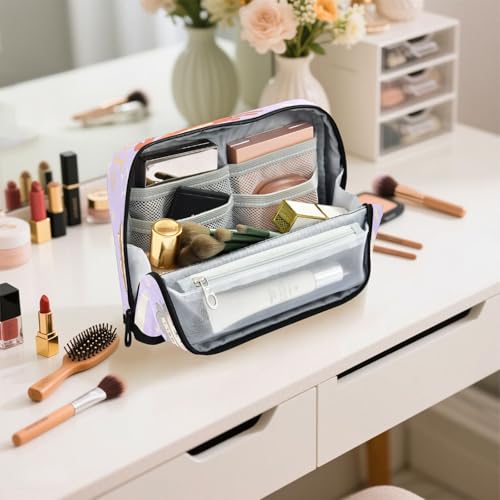 miaozhen Federmäppchen mit großem Fassungsvermögen, Make-up-Tasche, Mehrzweck-Schreibwaren, Federmäppchen für Lehrer, Schule, Tiere, Krabbe, Kaninchen, Waage, Flieder, Cartuchera para lapices