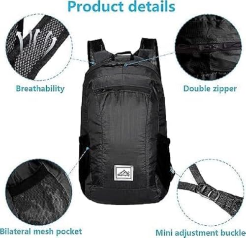 Image of Lightweight Portable Foldable Backpack, Waterproof Folding Travel Bag, Ultralight Packable Daypack with Multiple Storage Pockets for Men & Women, Outdoor Hiking, Trekking, Camping, Travel & Daily Use