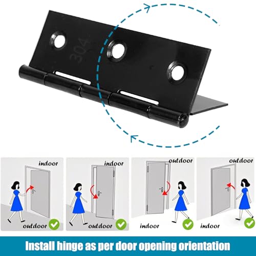 Black Door Hinges 3 Inch – 12 Pack Interior Hinges for Furniture, Wooden Box, Chest, Window, Case Lid, Durable Black Door Hinges for Home Use - Thumbnail 4