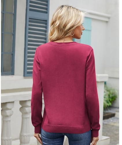 LILBETTER Women's Casual Lightweight Round Neck Long Sleeve Knit Top Loose Pullover Sweater4