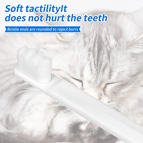 Image of 2 Pack Soft Cat Toothbrush with 360-degree Head | Safe, Effective and Deep Pet Teeth Cleaning, Brush Away Bad Breath, Food Grade Silicone (White, 2 pcs)