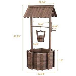 Amopatio Wishing Well for Outside, Outdoor Christmas Decorations, Wooden Wishing Well with Adjustable Hanging Bucket, Rustic Flower Planter Garden Patio Lawn Home Decor Amopatio Wishing Well for Outside Outdoor Christmas Decorations Wooden Wishing Well with Adjustable Hanging Bucket Rustic Flower Planter Garden Patio Lawn Home Decor