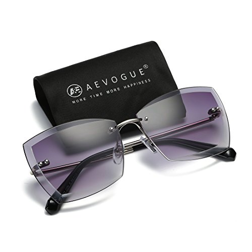 AEVOGUE Sunglasses For Women Oversized Rimless Diamond Cutting Square Glasses AE05282